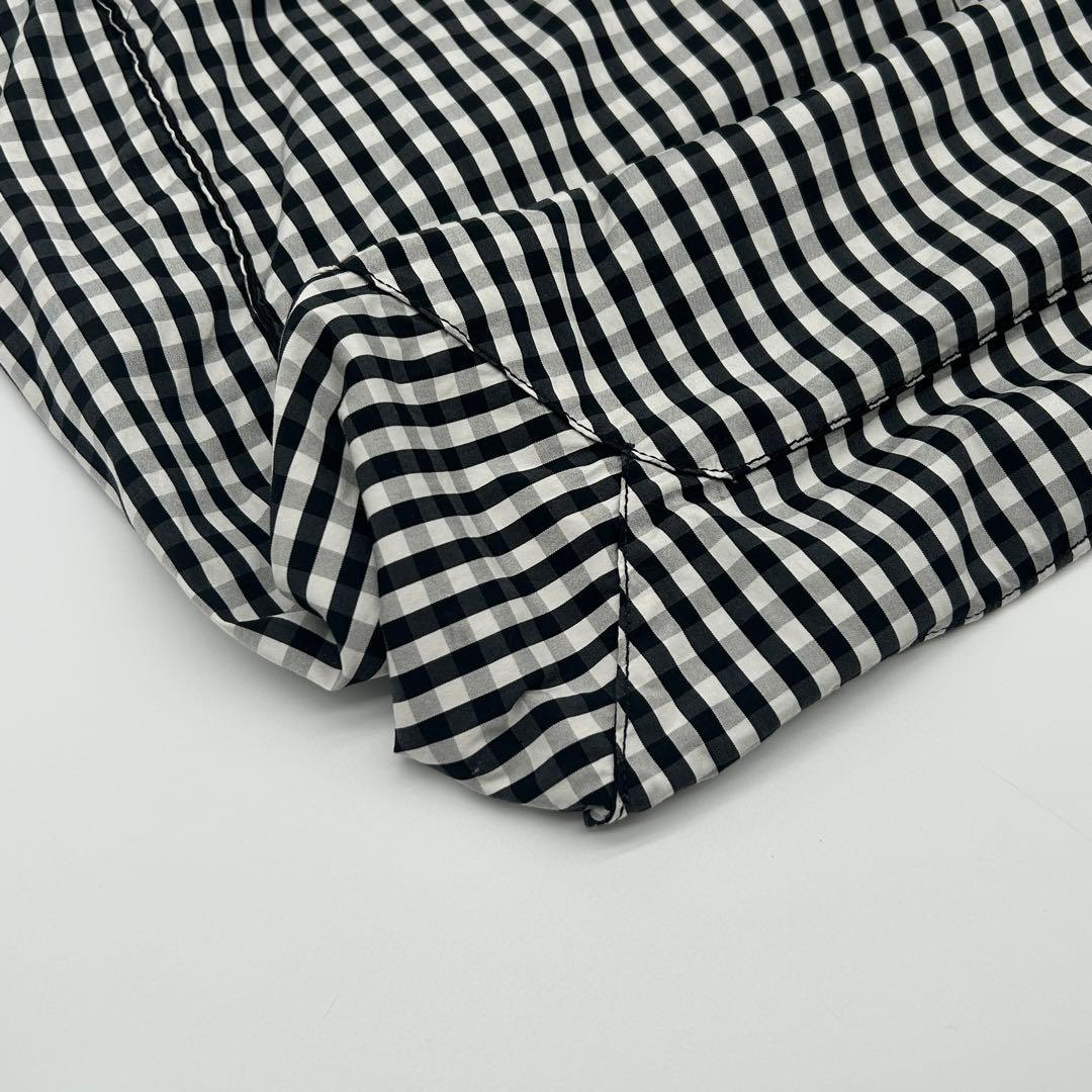 PRADA ギンガムチェック トートバッグ 三角ロゴ 大容量 ブラック 白タグ