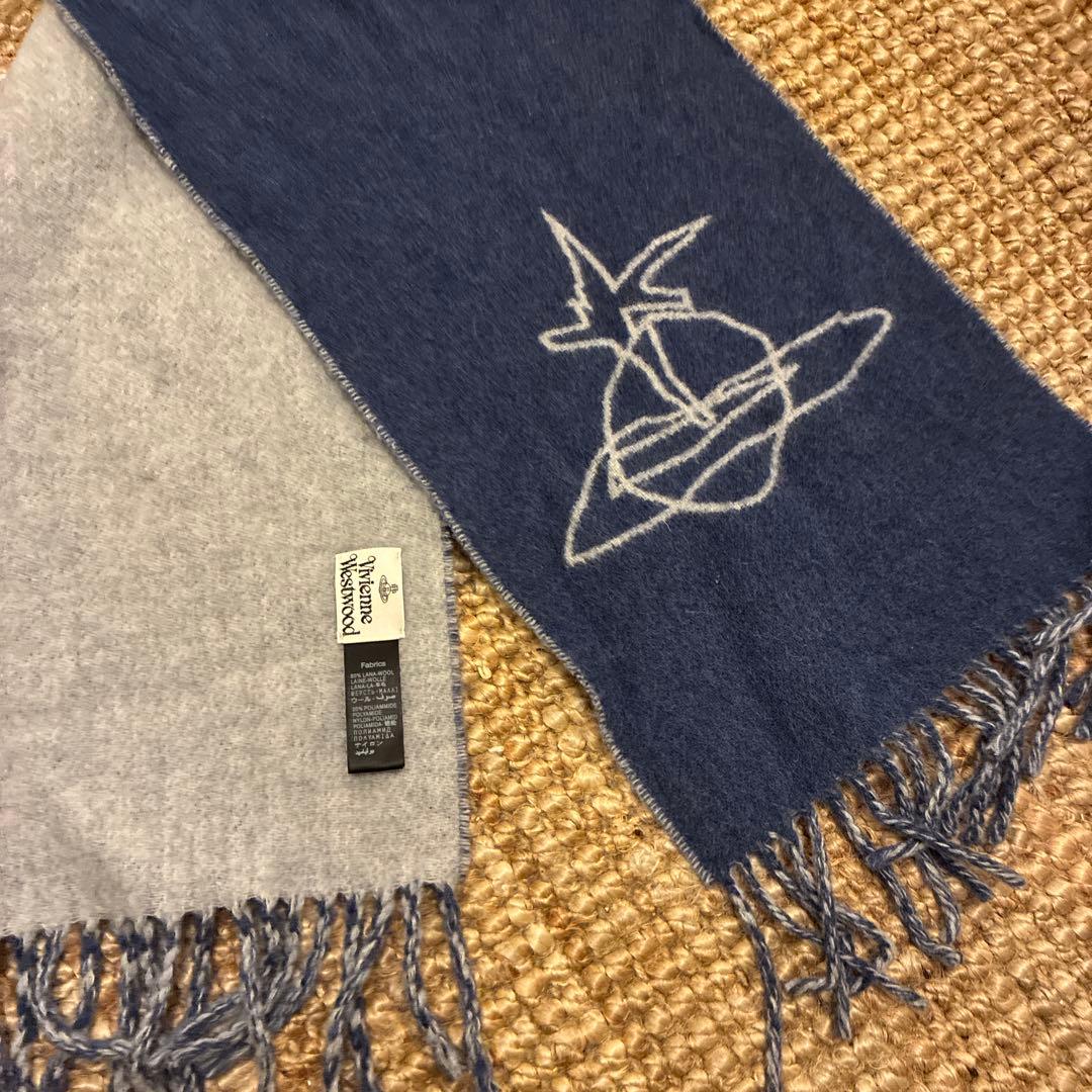 VIVIENNE WESTWOOD オーブデザイン マフラー ブルー