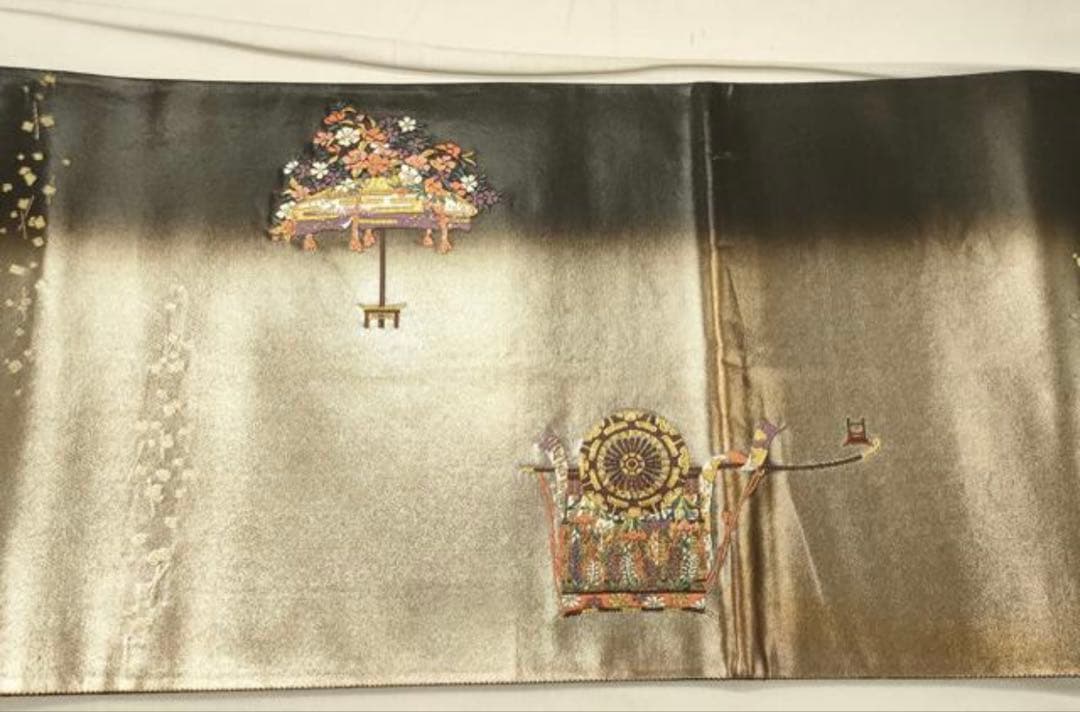 帯2本　新春SALE 太鼓柄袋帯　大名行列　未使用　中古髭紬白地にピンクの花柄帯