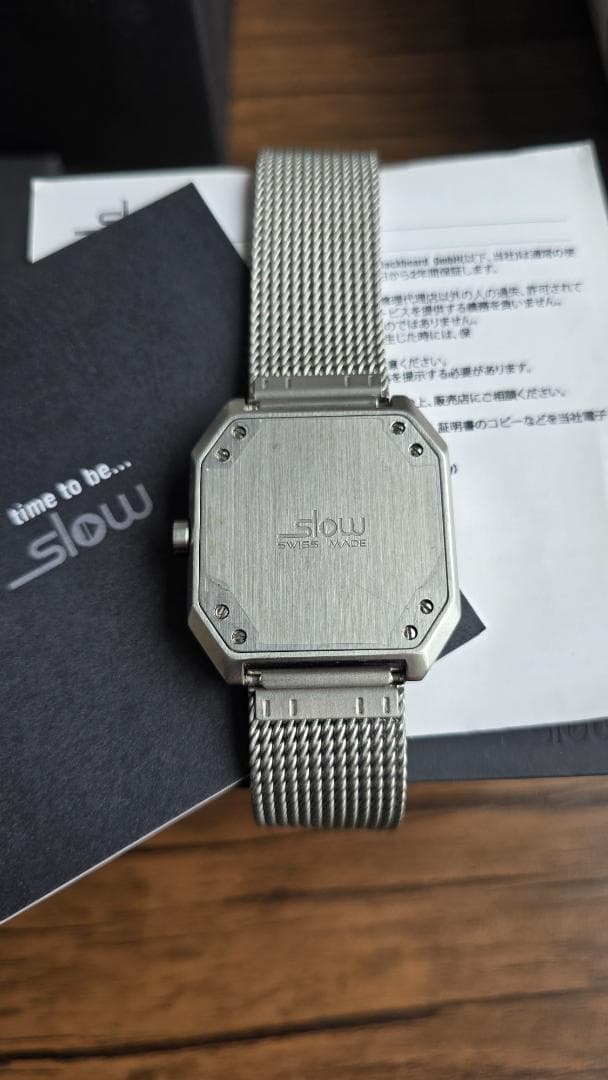 Slow Jo 01 スイス製 オールシルバー 腕時計 レア 美 品 箱付き
