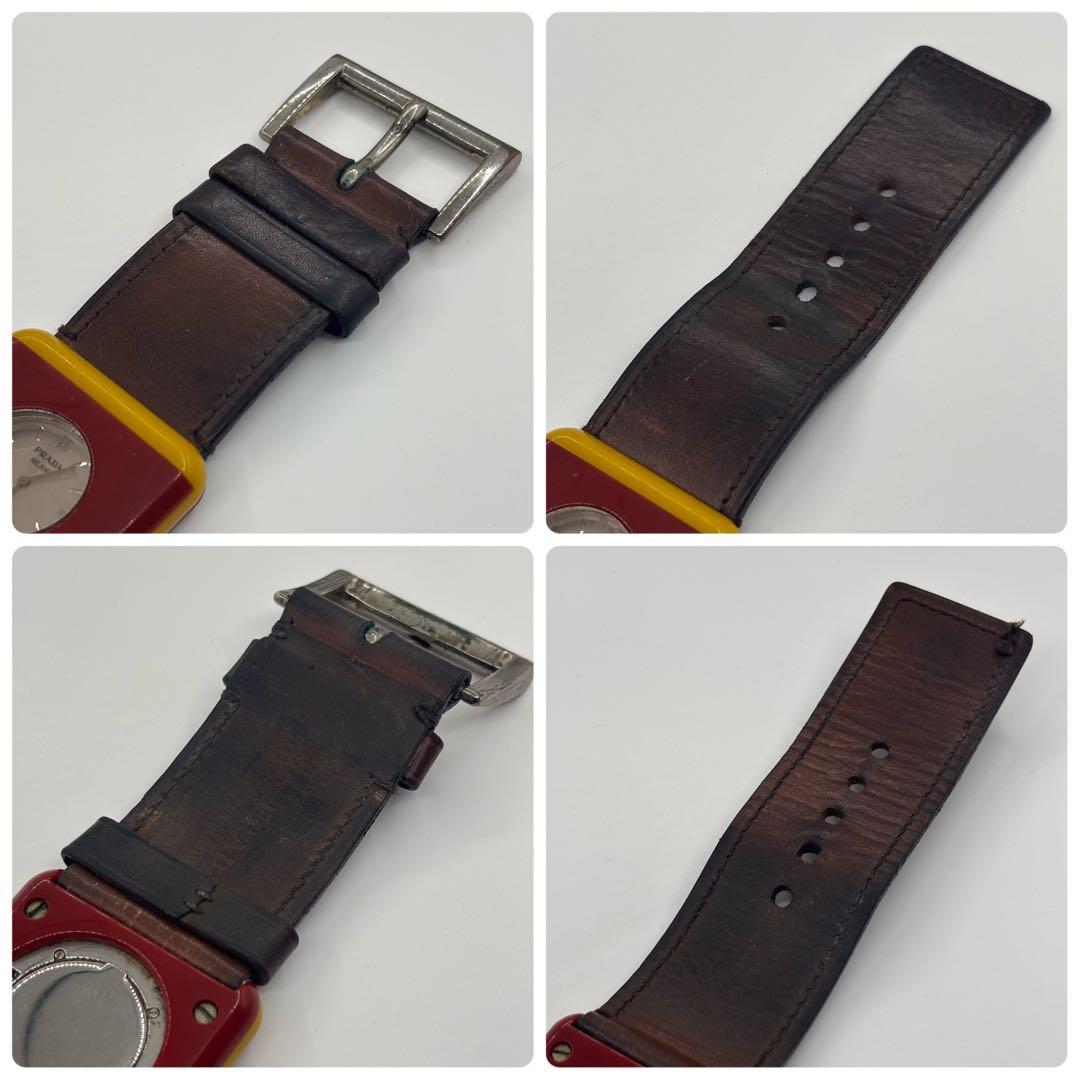 【新品電池交換済み】PRADA プラダ　腕時計　スクエア　レザー　希少