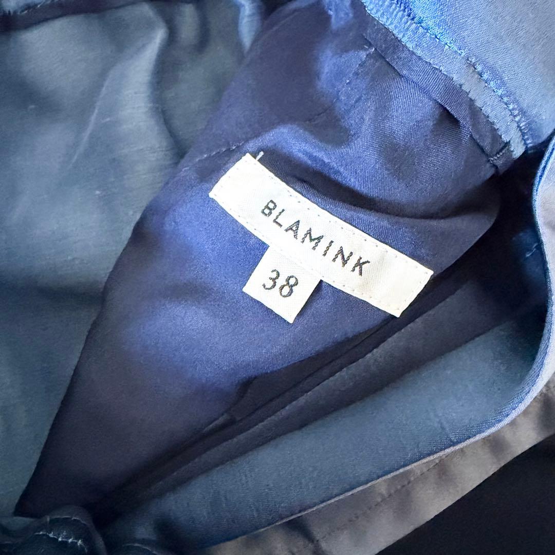 BLAMINK リネンシルク バックギャザー ストレートパンツ 38