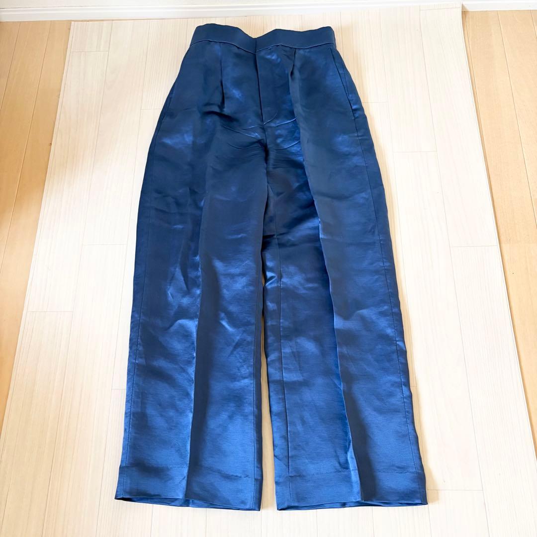 BLAMINK リネンシルク バックギャザー ストレートパンツ 38