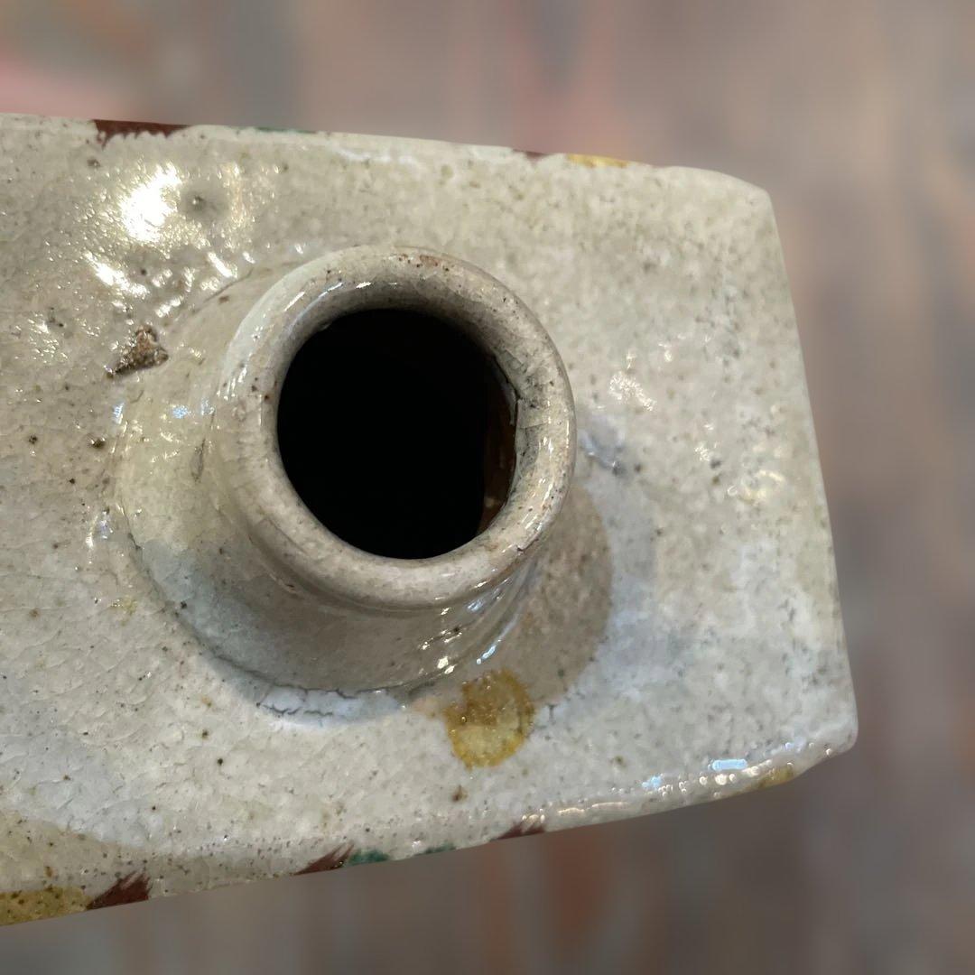 益子焼　合田好道　色絵角瓶　箱なし