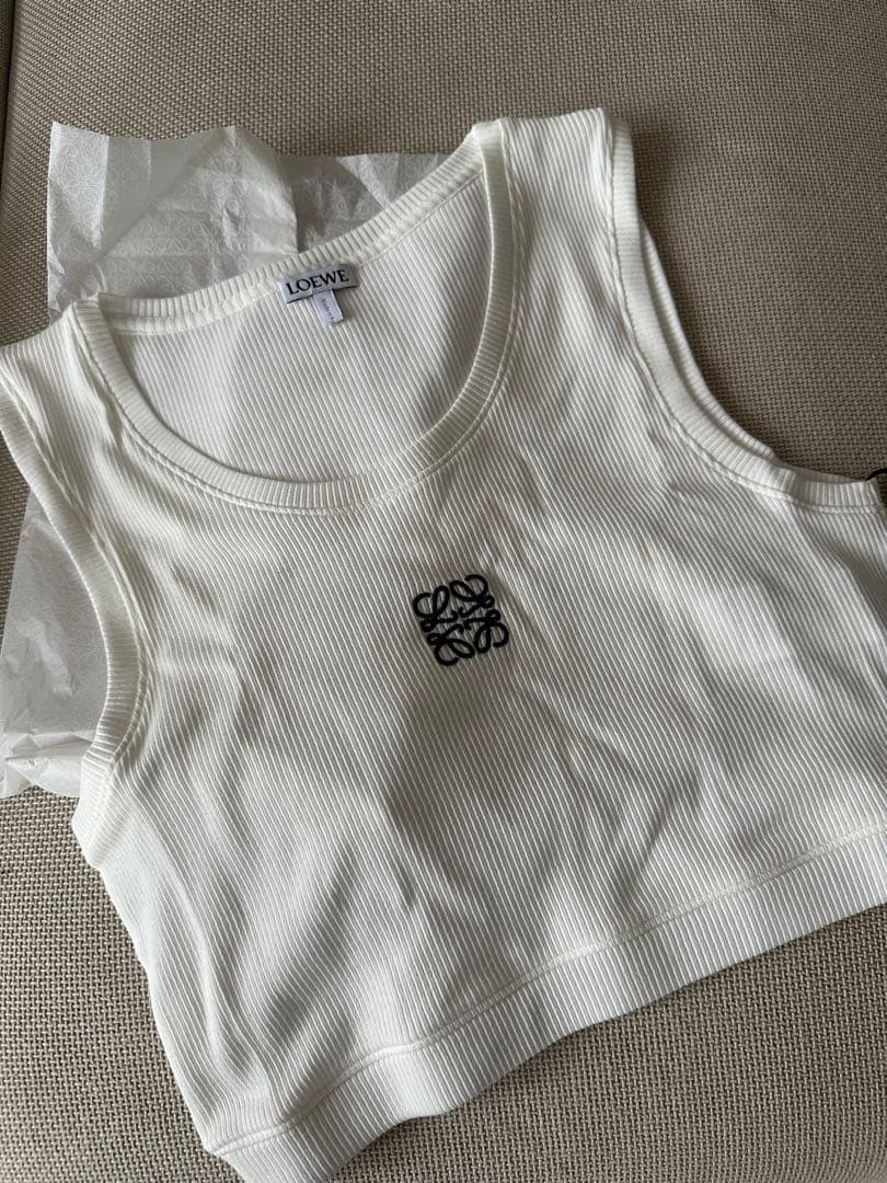 【正規品】LOEWE リブ編み タンクトップ M ホワイト