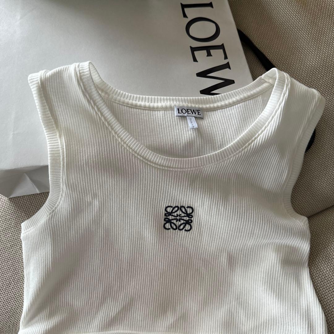 【正規品】LOEWE リブ編み タンクトップ M ホワイト