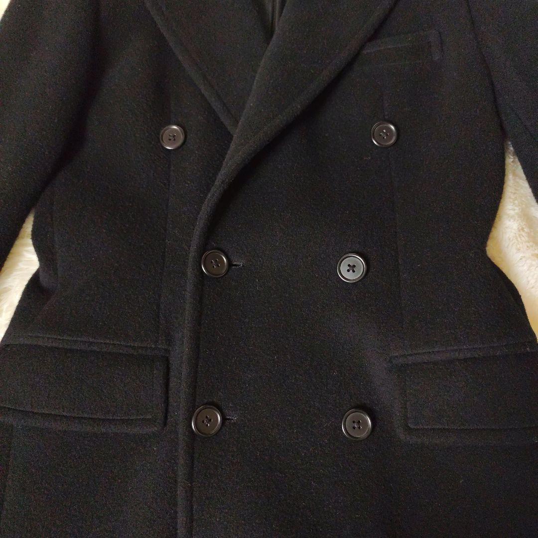 【美品】ラルフローレン　ダブルブレスト　ウールコート　9号　ブラック