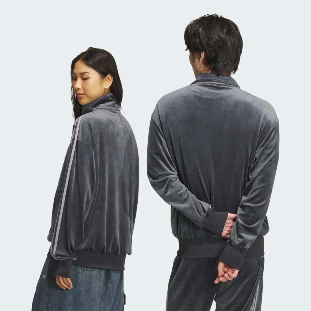 adidas ファイヤーバード ベロア トラックトップ 正規品 グレー　XL