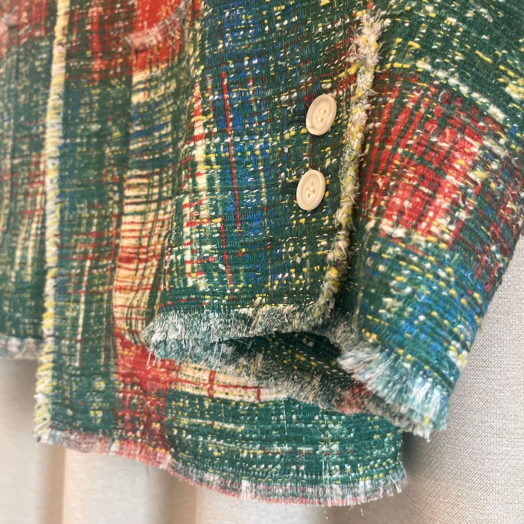ジャケット・アウター AMERI LADY LIKE PRINT TWEEDS JACKET
