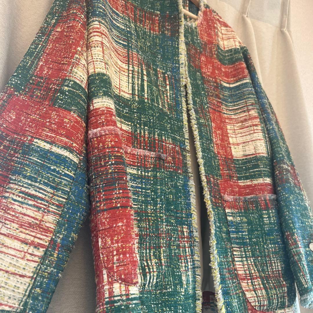 ジャケット・アウター AMERI LADY LIKE PRINT TWEEDS JACKET