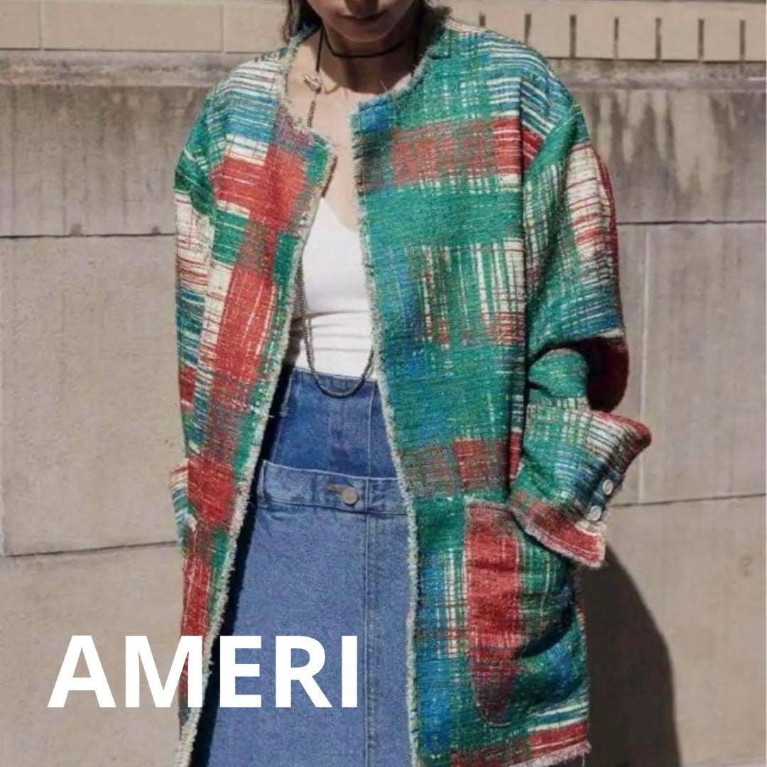 ジャケット・アウター AMERI LADY LIKE PRINT TWEEDS JACKET