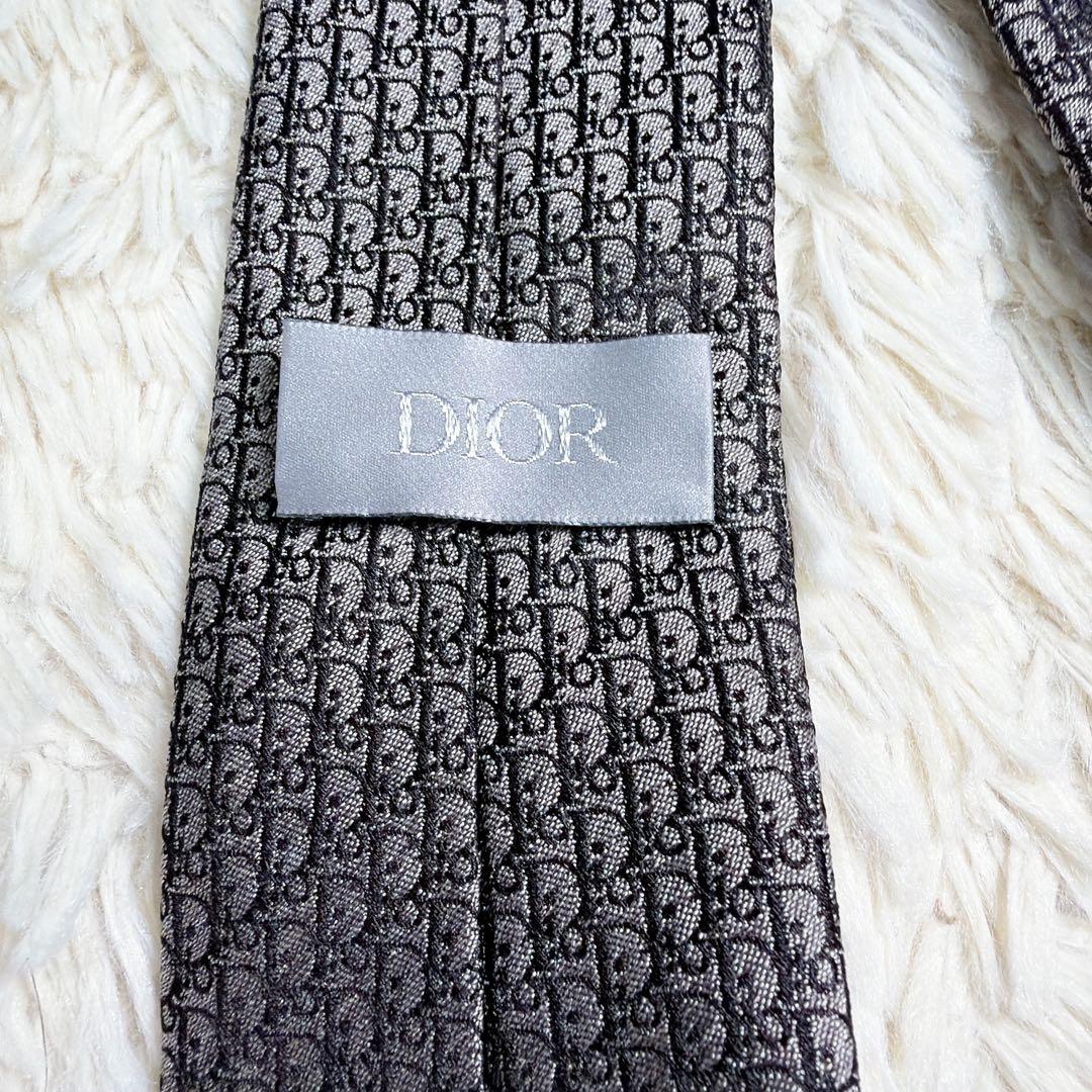 【希少】Dior ディオール　トロッター　総柄　金具　シルク　ネクタイ　細身