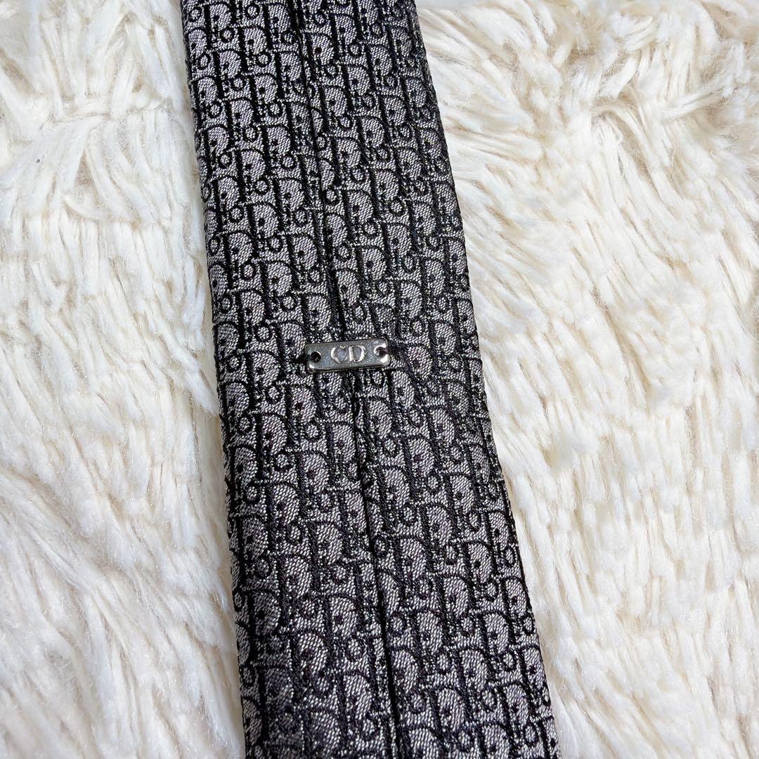 【希少】Dior ディオール　トロッター　総柄　金具　シルク　ネクタイ　細身