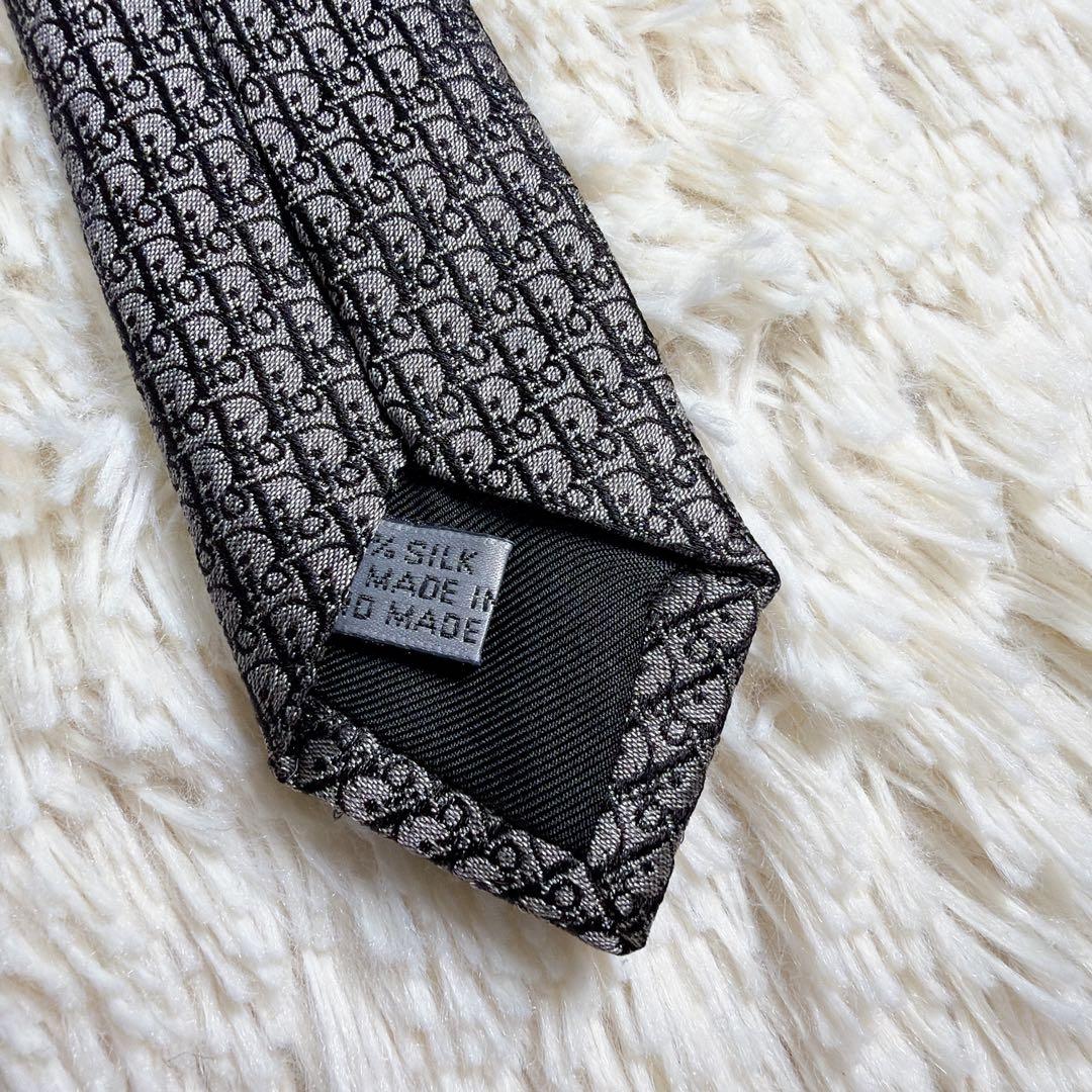 【希少】Dior ディオール　トロッター　総柄　金具　シルク　ネクタイ　細身