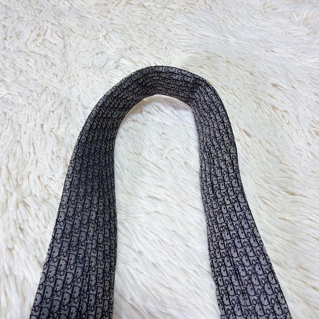 【希少】Dior ディオール　トロッター　総柄　金具　シルク　ネクタイ　細身