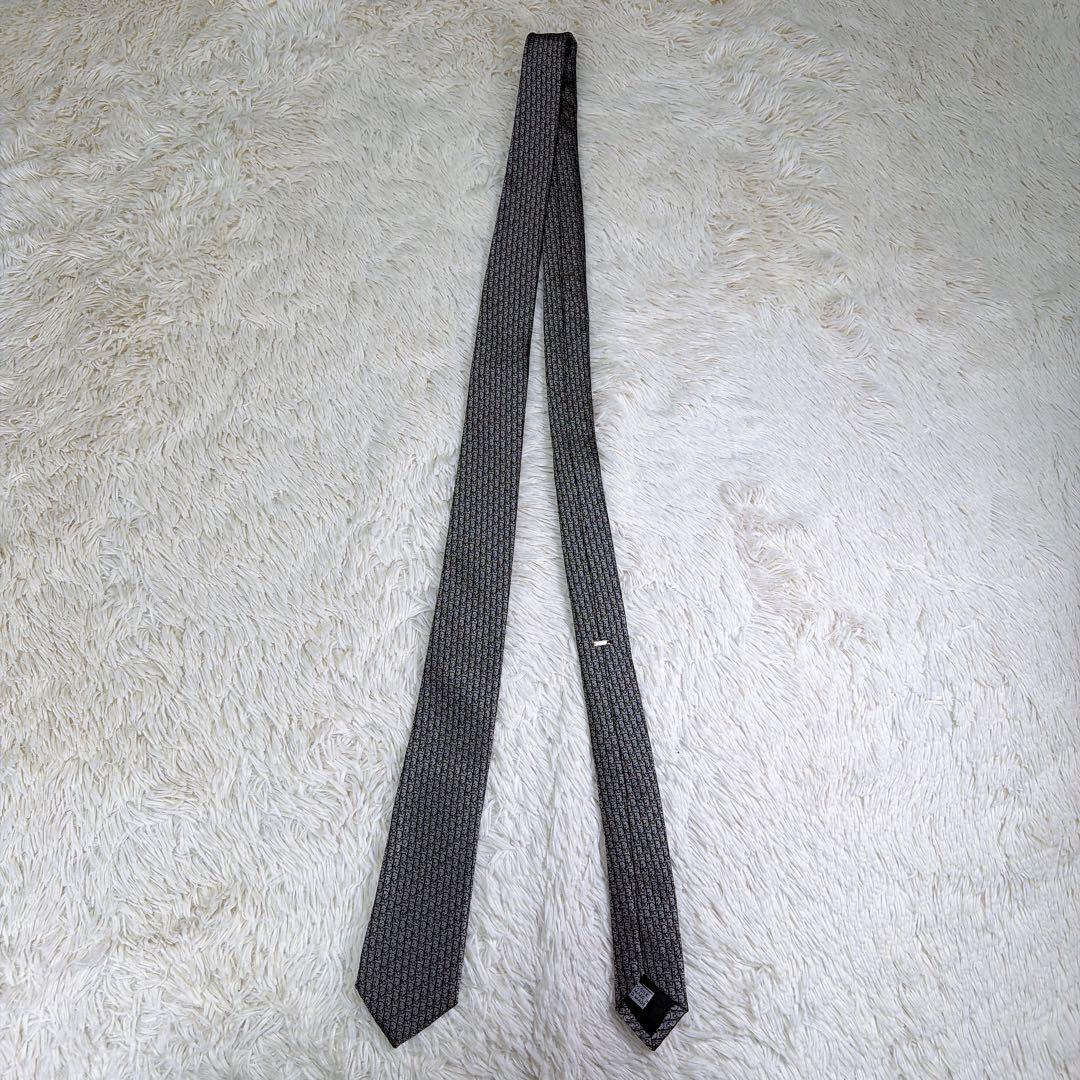 【希少】Dior ディオール　トロッター　総柄　金具　シルク　ネクタイ　細身