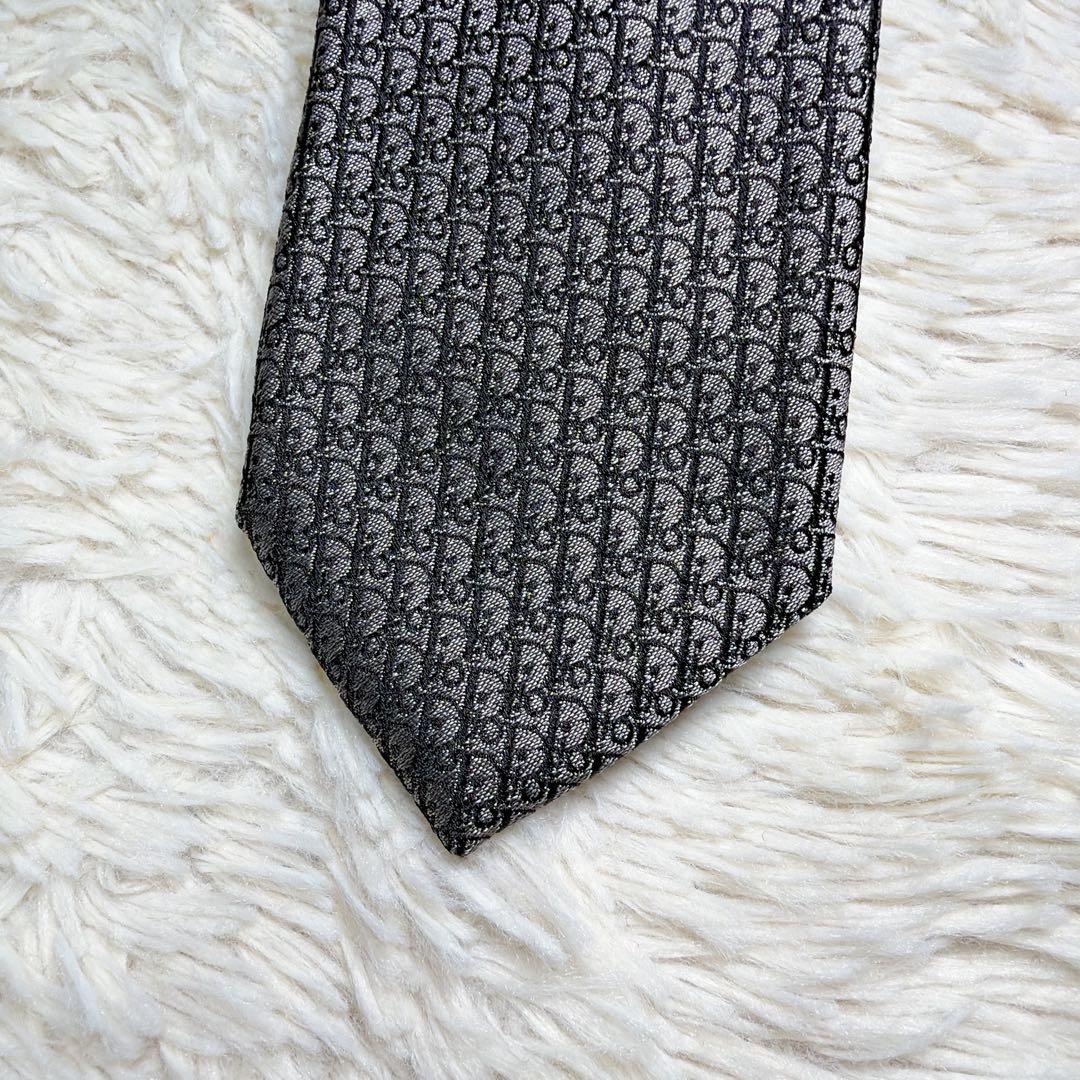 【希少】Dior ディオール　トロッター　総柄　金具　シルク　ネクタイ　細身
