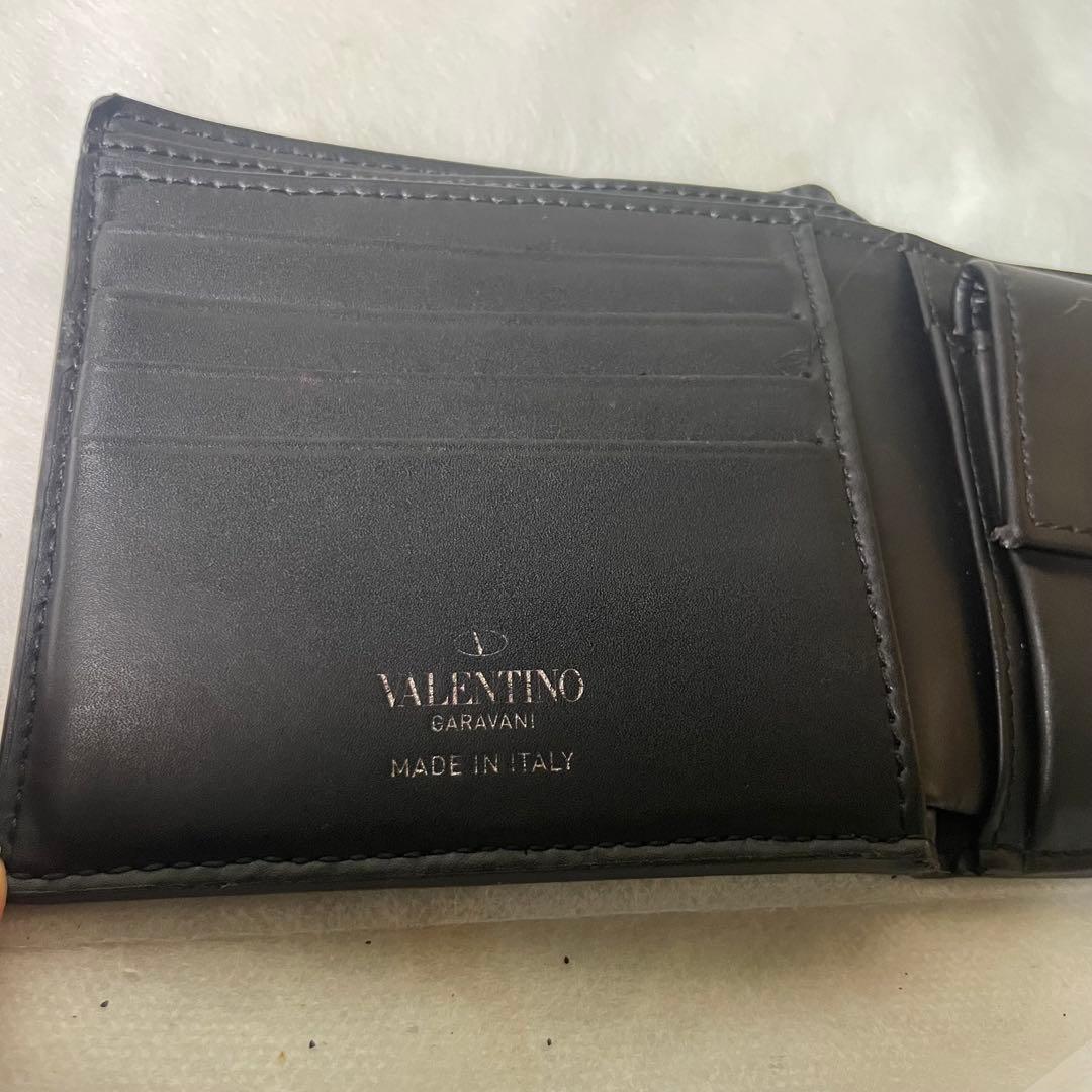 【極美品】VALENTINO バレンチノ VLTN レザー 二つ折り財布 黒