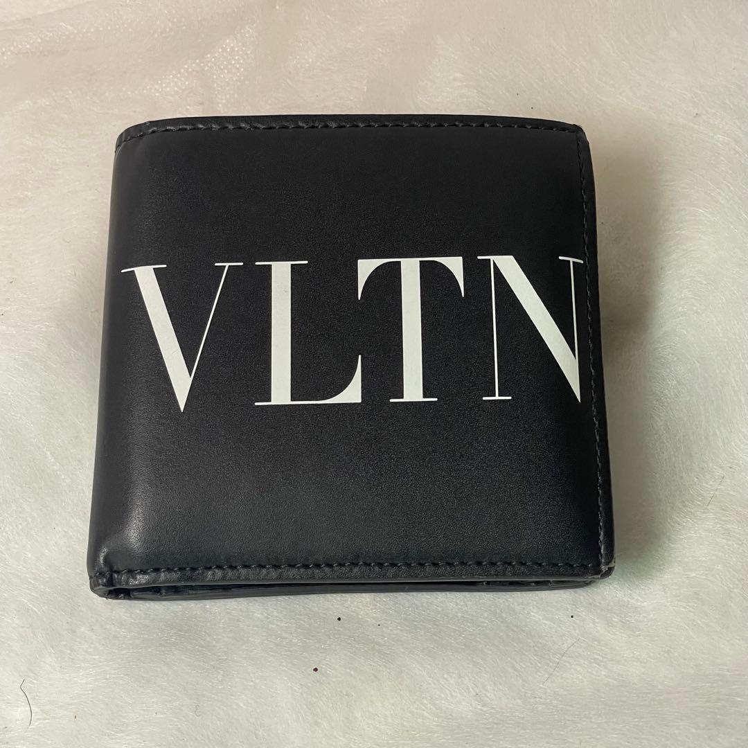 【極美品】VALENTINO バレンチノ VLTN レザー 二つ折り財布 黒