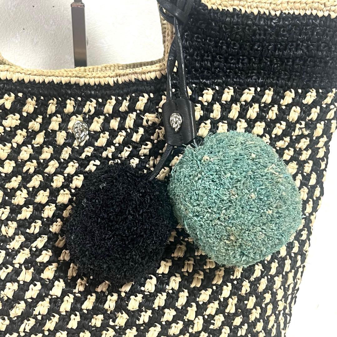 ヘレンカミンスキー　ラフィア　かごバッグ　トートバッグ　チャーム　レザーハンドル