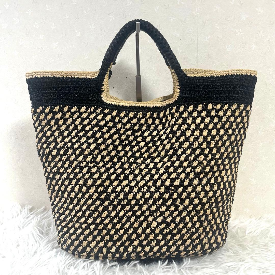 ヘレンカミンスキー　ラフィア　かごバッグ　トートバッグ　チャーム　レザーハンドル