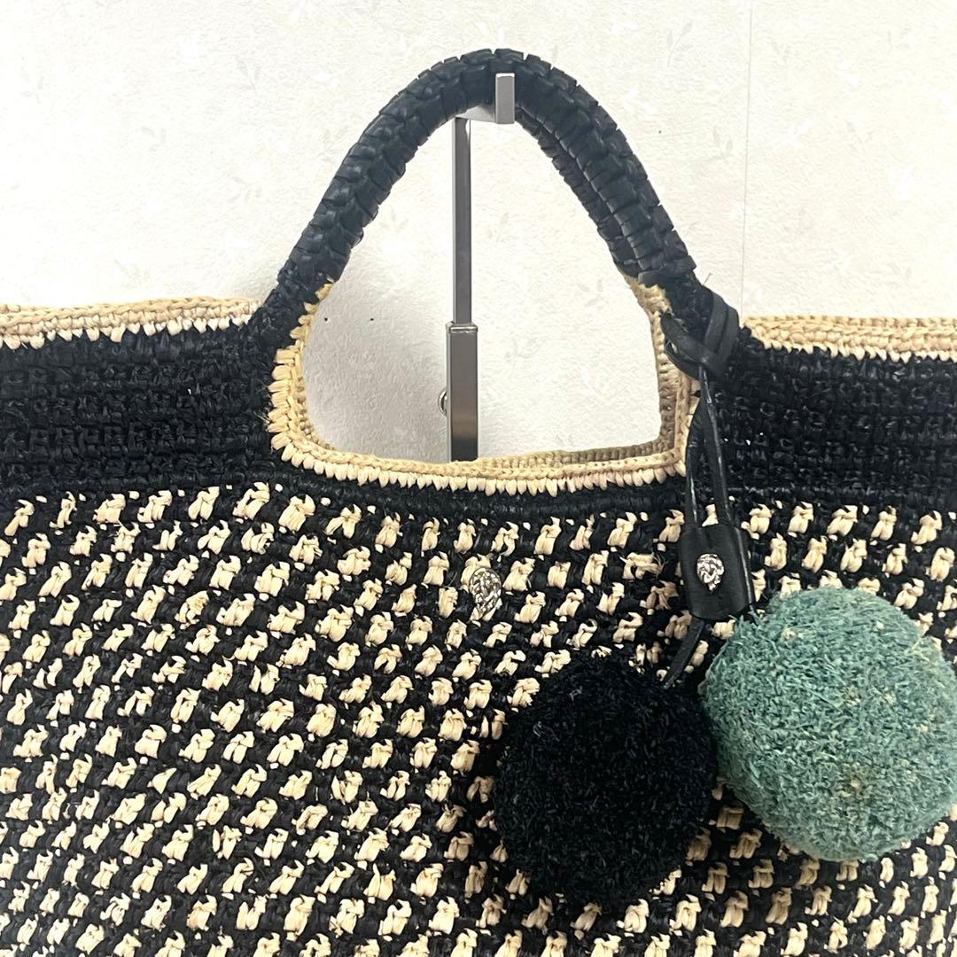 ヘレンカミンスキー　ラフィア　かごバッグ　トートバッグ　チャーム　レザーハンドル