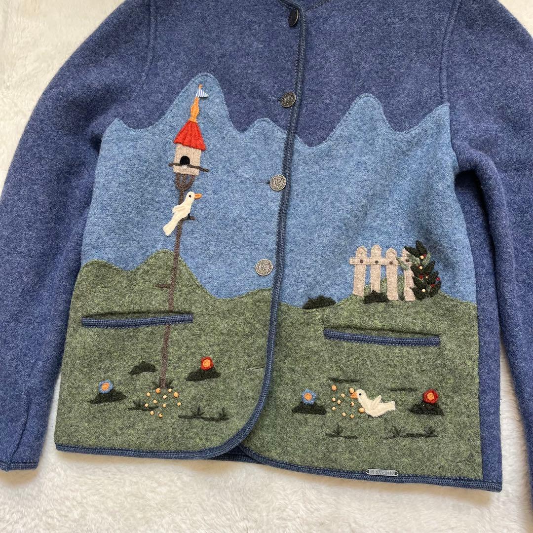 美品　GIESSWEIN刺繍デザイン襟ウールチロリアンジャケット