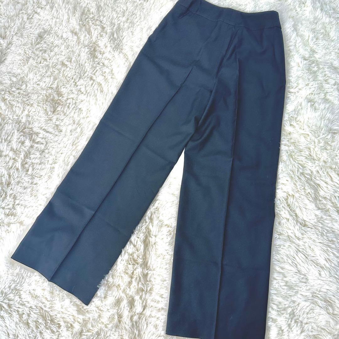 【極美品】CHANEL シャネル　センタープレス　ワイドパンツ　黒　36