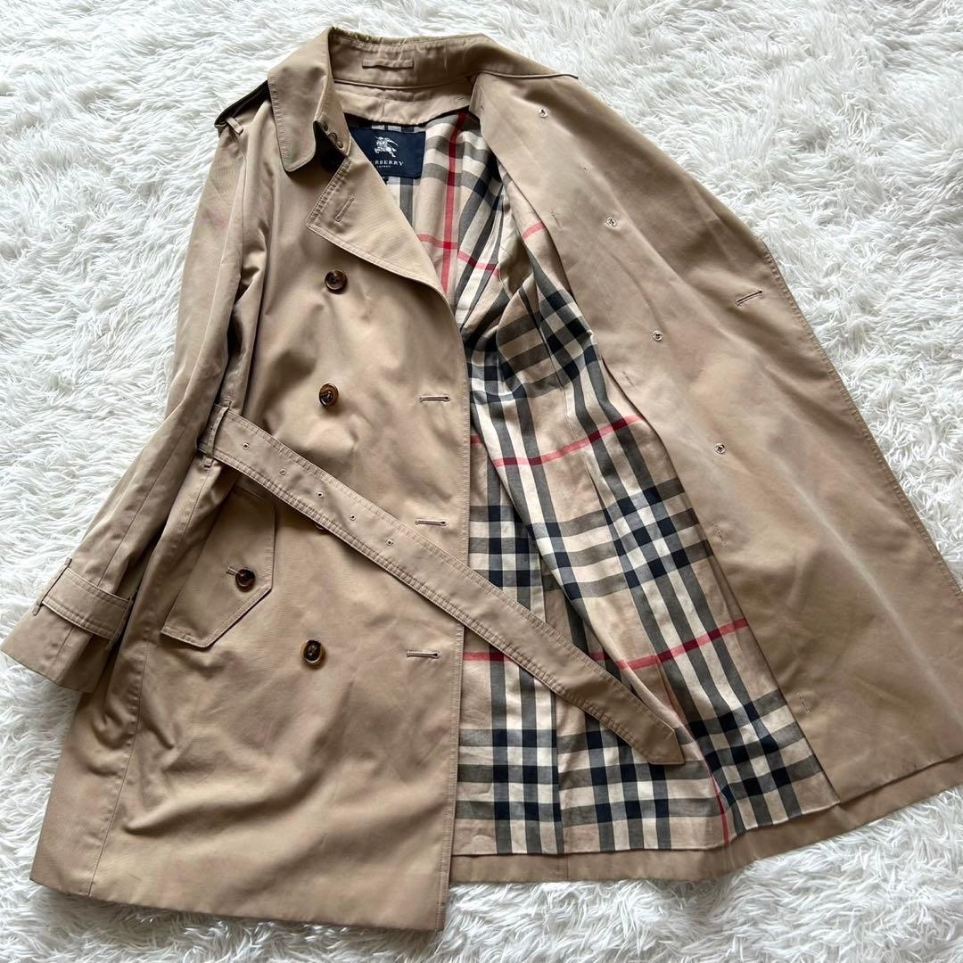 希少46サイズ　バーバリーロンドン　トレンチコート　メガチェック　ハニーベージュ