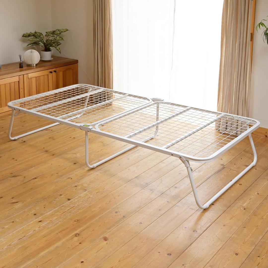 山善 ベッド 折り畳ベッド シングル マットホワイト MF-97195(MWH)