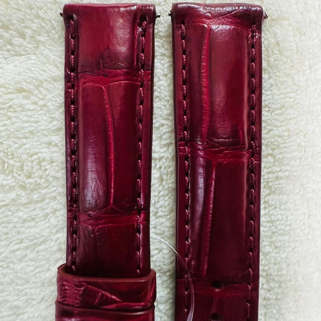1045#18mm-16mmボルドー★本物クロコダイルレザーベルト★スイス製