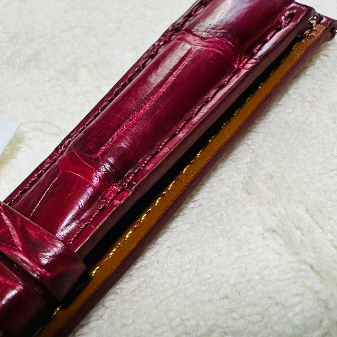 1045#18mm-16mmボルドー★本物クロコダイルレザーベルト★スイス製