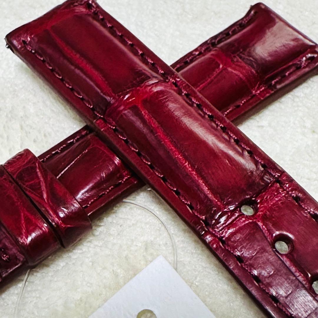 1045#18mm-16mmボルドー★本物クロコダイルレザーベルト★スイス製