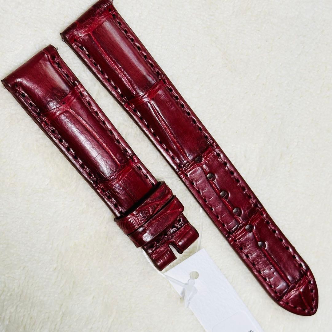 1045#18mm-16mmボルドー★本物クロコダイルレザーベルト★スイス製