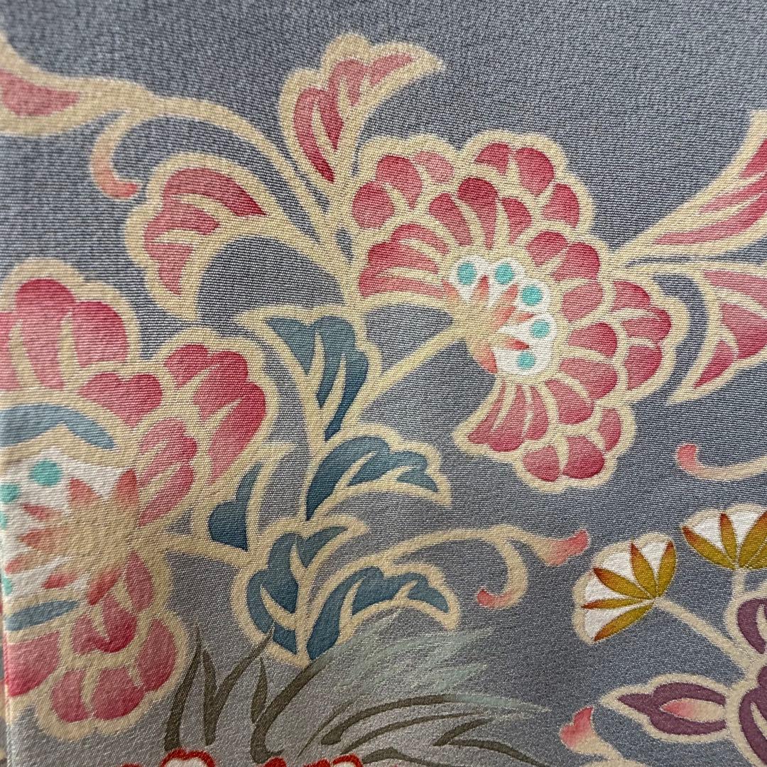 超美品　色留袖　本加賀友禅　松井眞夫　作家物　落款　正絹　袷　160 グレー