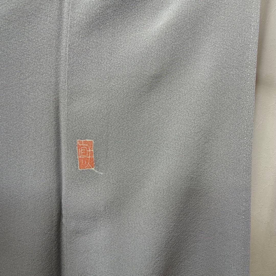 超美品　色留袖　本加賀友禅　松井眞夫　作家物　落款　正絹　袷　160 グレー