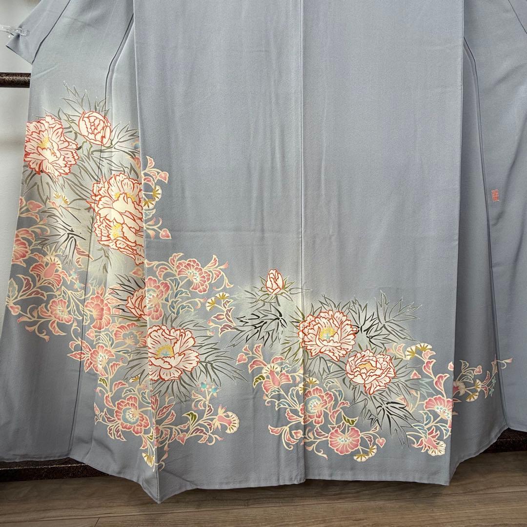 超美品　色留袖　本加賀友禅　松井眞夫　作家物　落款　正絹　袷　160 グレー