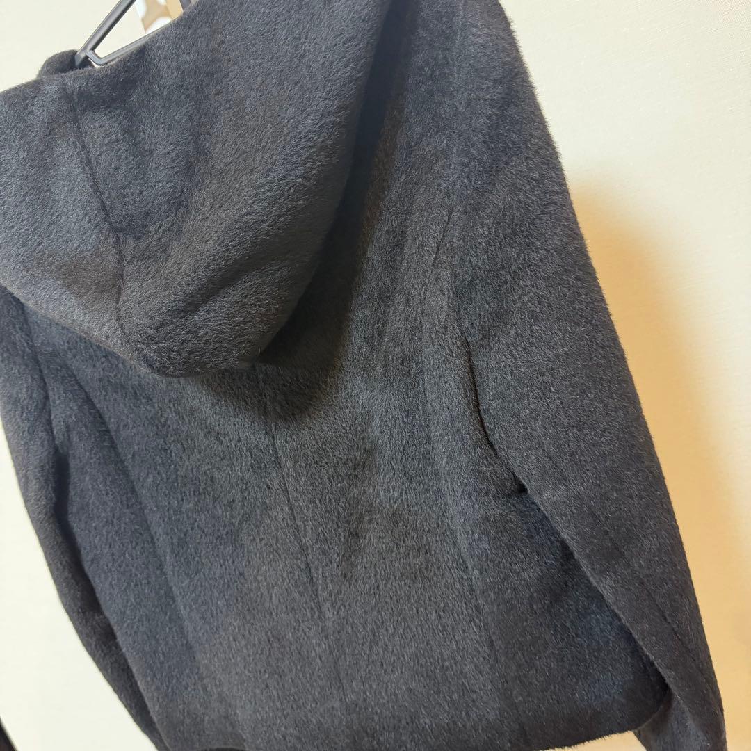 タグ付新品 エムプルミエブラック アルパカフーディコート 黒 定価40700円