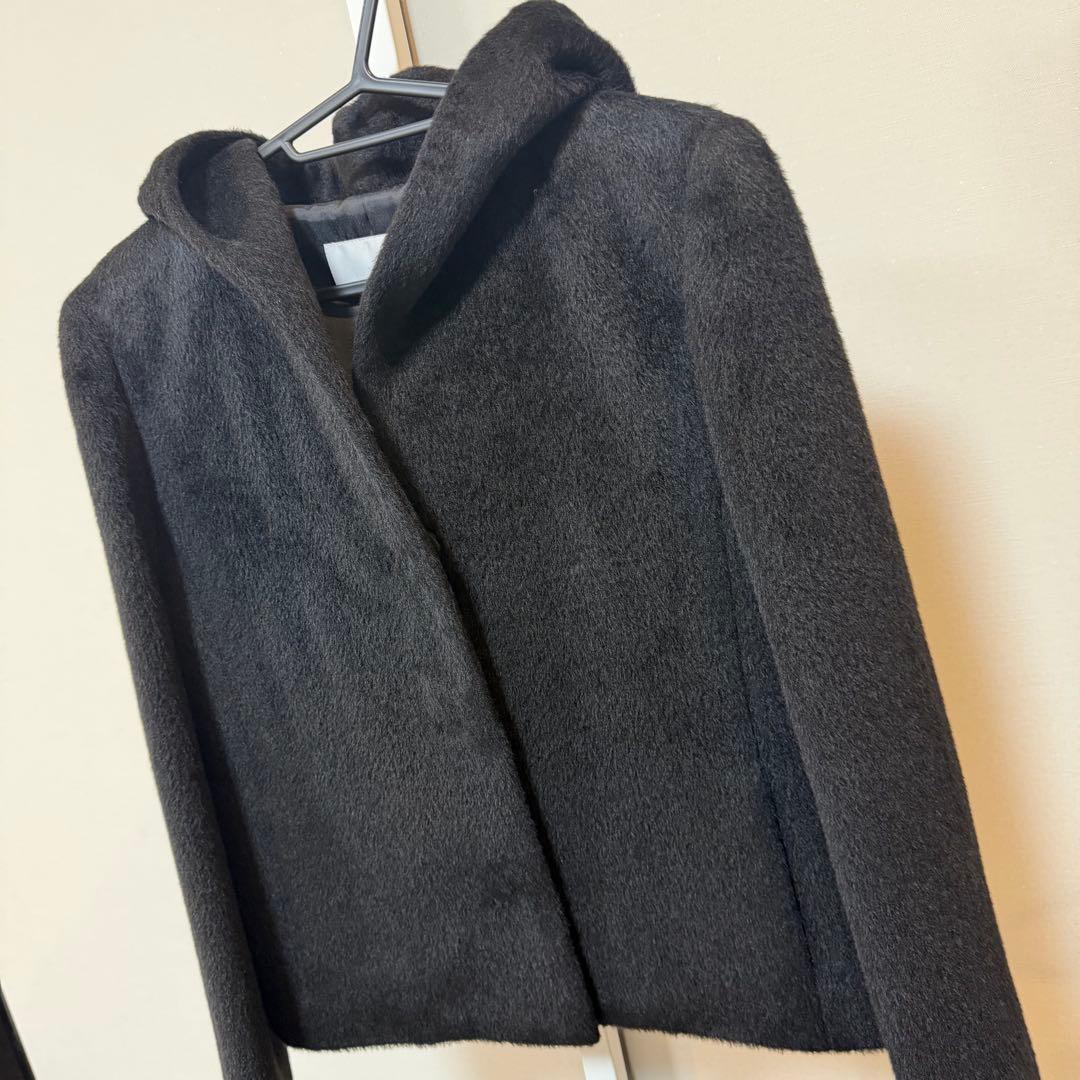 タグ付新品 エムプルミエブラック アルパカフーディコート 黒 定価40700円