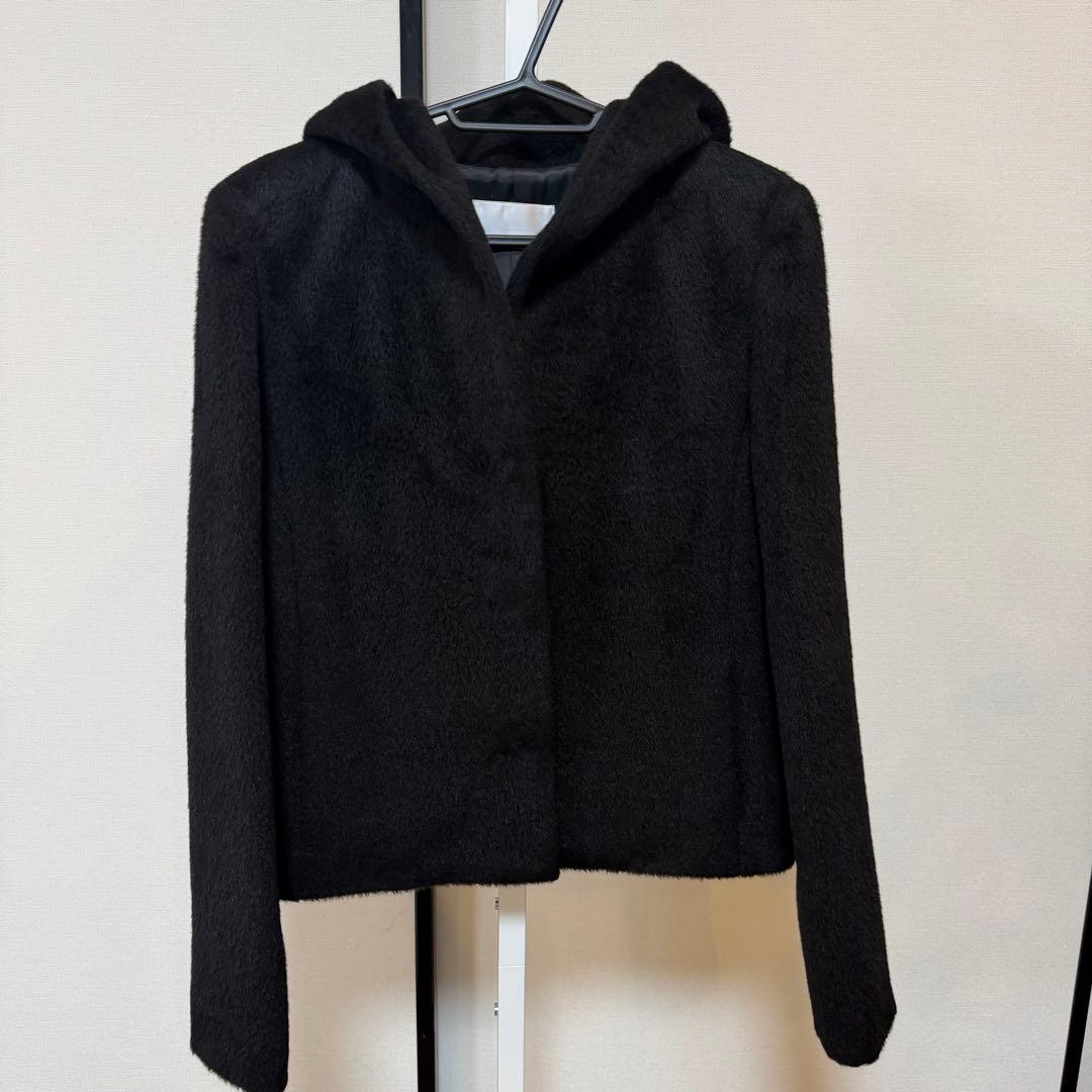 タグ付新品 エムプルミエブラック アルパカフーディコート 黒 定価40700円