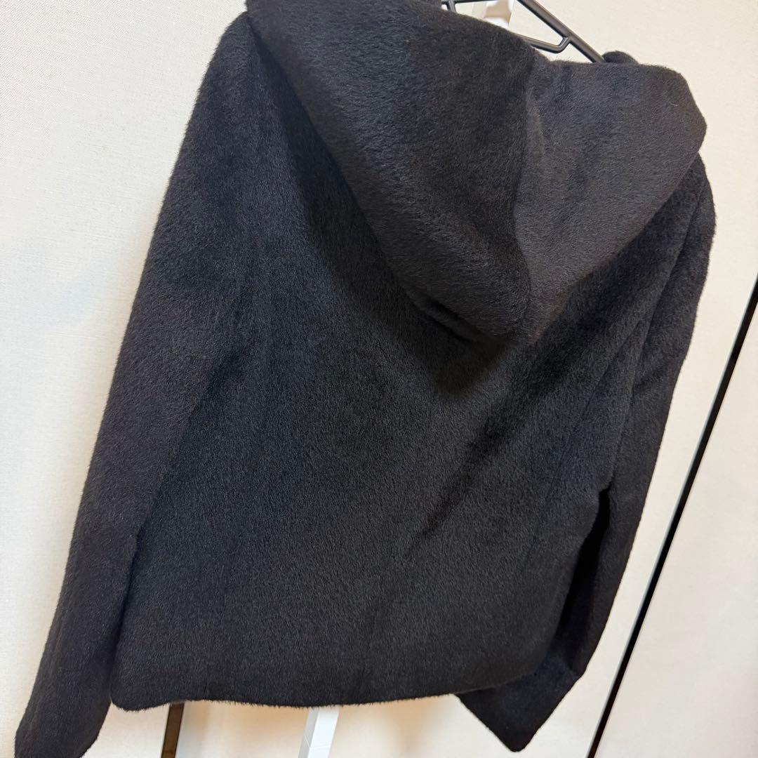 タグ付新品 エムプルミエブラック アルパカフーディコート 黒 定価40700円