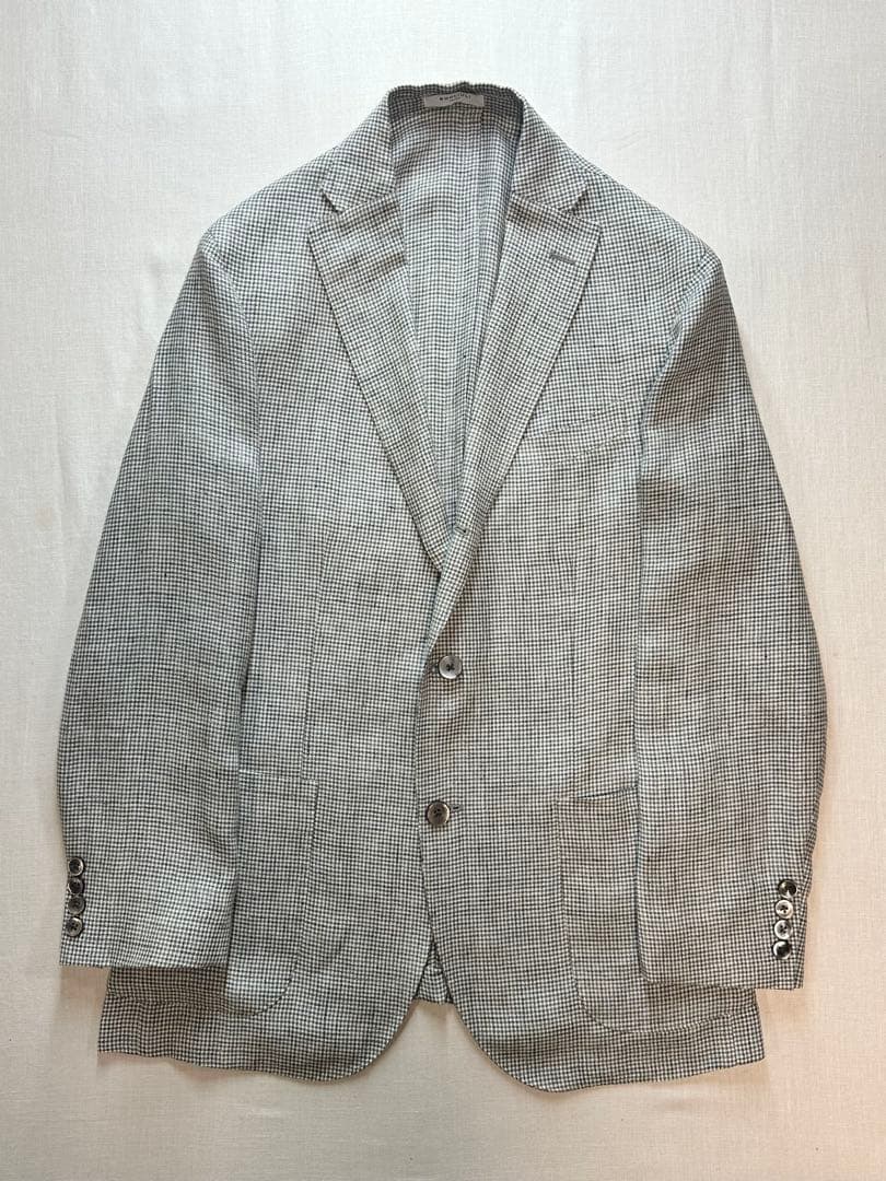 【美品】BOGLIOLI MILANOグレーハウンドトゥースリネンジャケット48