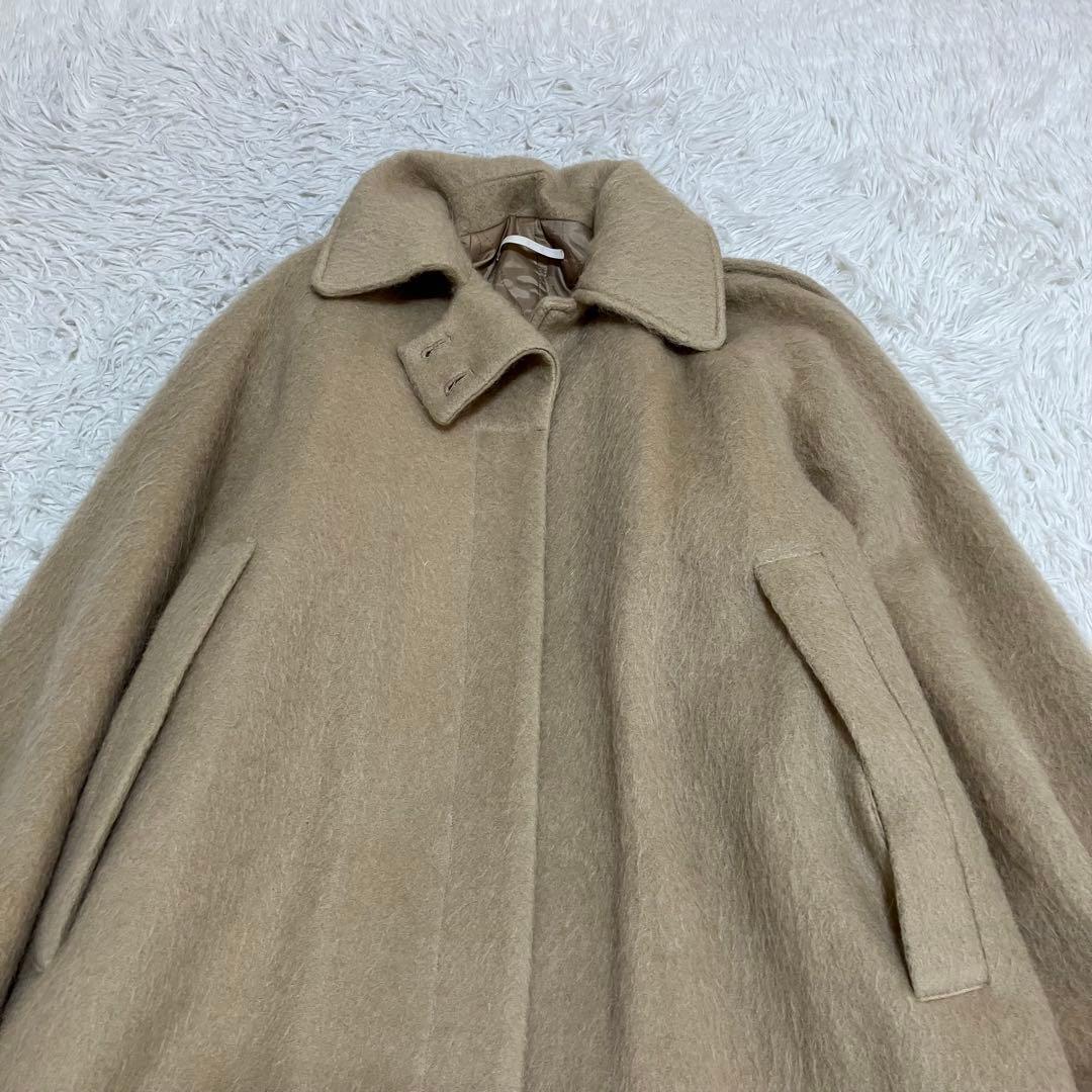 リトルスージー モヘアシャギーケープコート ブラウン 比翼