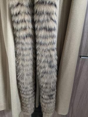 266　ロングマント　カシミヤ100％　フォックス　毛皮　ポンチョコート　ケープ