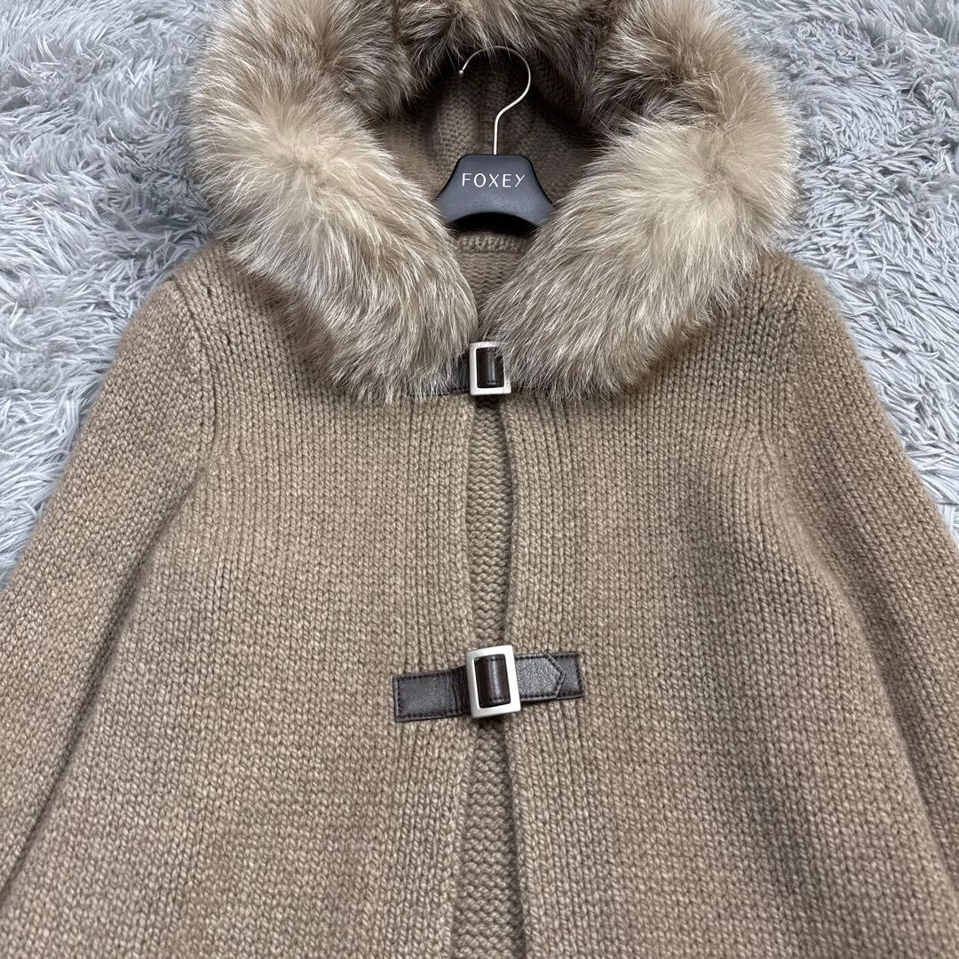 極美品✨定価30万 フォクシー カシミヤ100% ニットコート レザーベルト