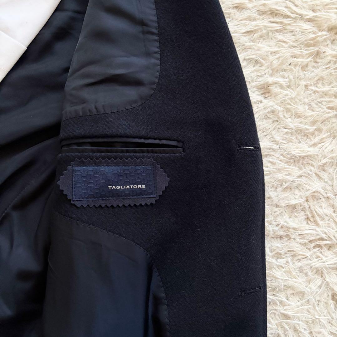 <美品>TAGLIATORE 新ロゴ ネイビー ウール チェスターコート 48