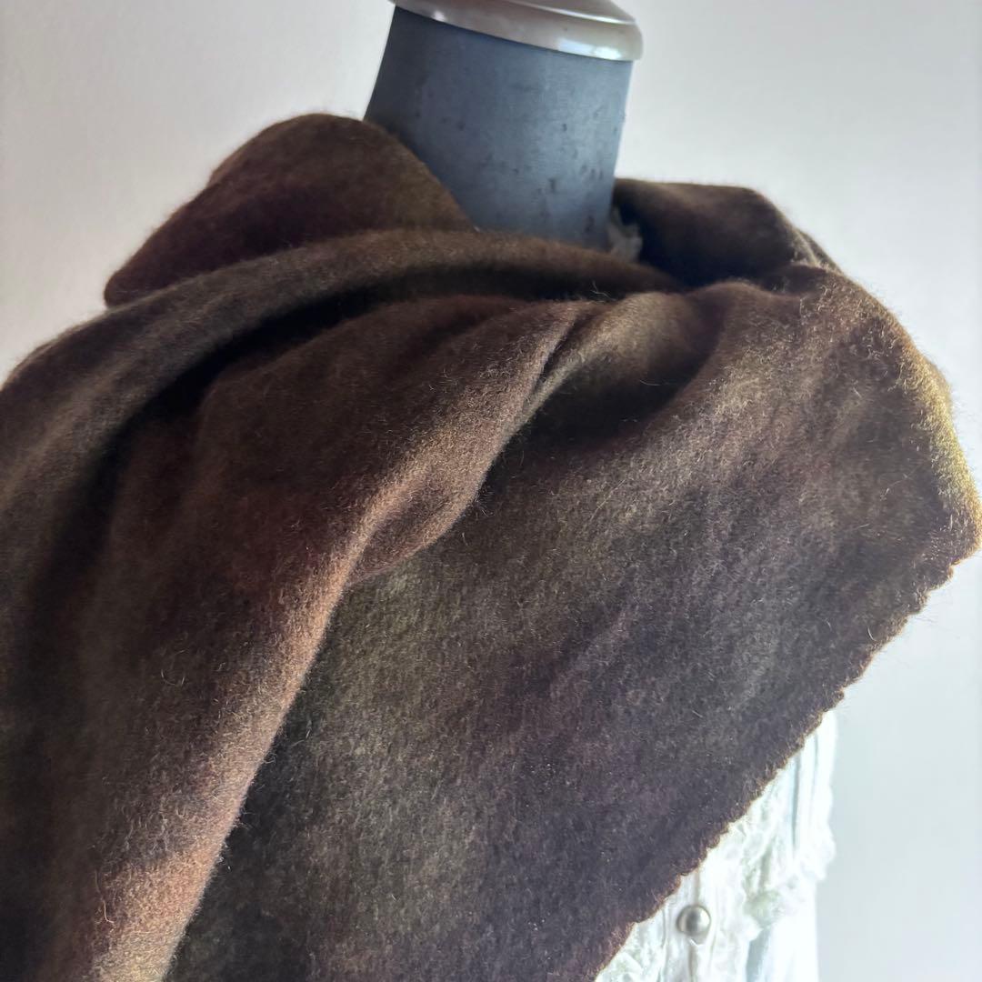 ランバン　カシミア　100%大判　ストール　遊牧民　茶　ブラウン