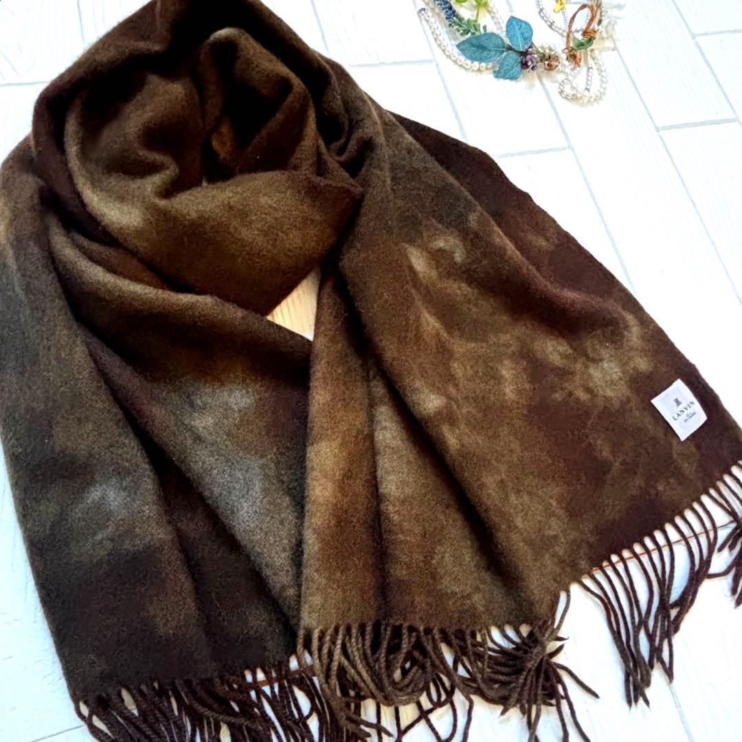 ランバン　カシミア　100%大判　ストール　遊牧民　茶　ブラウン