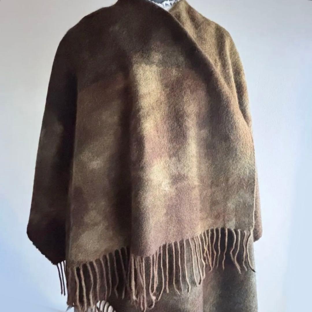 ランバン　カシミア　100%大判　ストール　遊牧民　茶　ブラウン