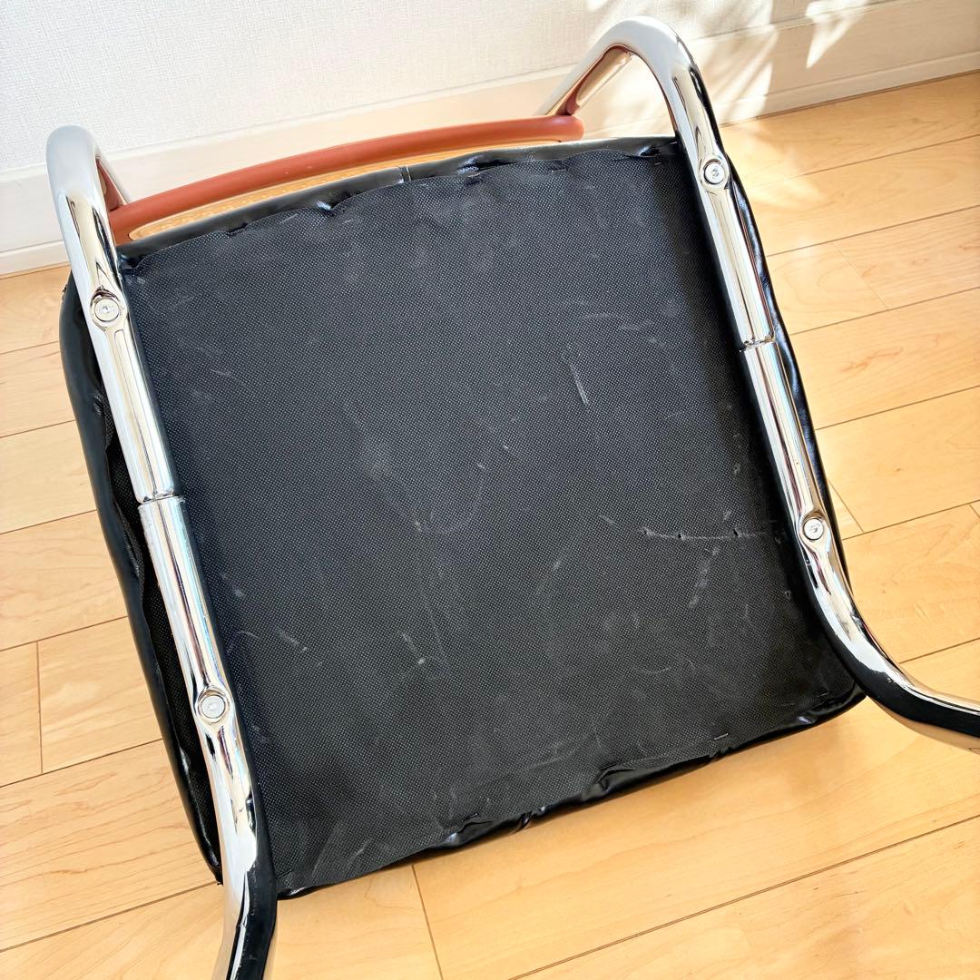 ダイニングチェア ラタン調 レザークッション カンティレバーチェア 合皮